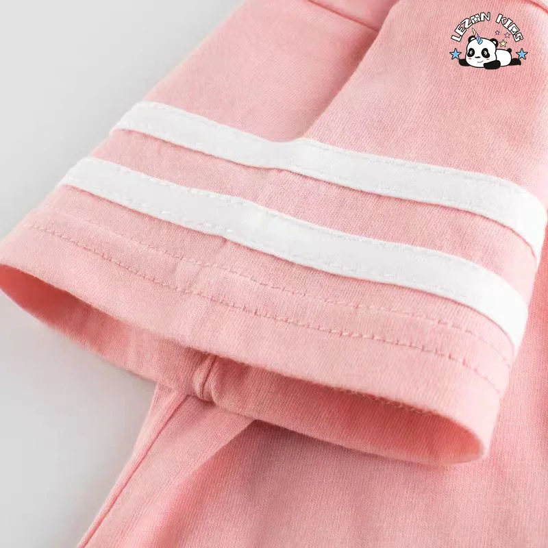 LEZONKIDS - Customizable Wholesale High Quality Number Printing Sport Summer Little Clothing Sets 2pcs Girl Outfit Set